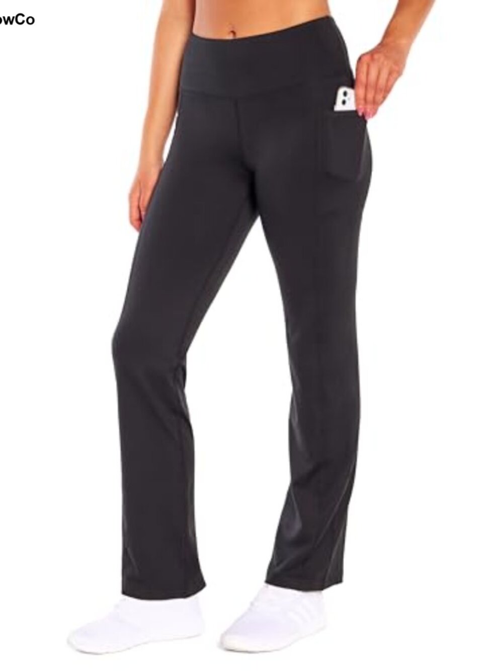 High Rise Flare Leggings with Pockets Yoga Pants 32" Inseam Stretch